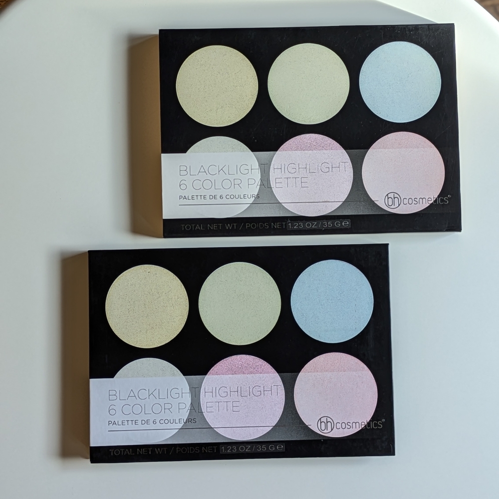 BH Cosmetics  Highlight Blacklight Palette - Cream, Pink, Blue -NIB